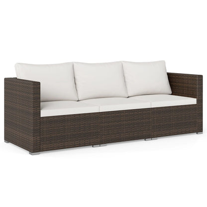 3-Piece Outdoor Wicker Sectional Sofa Set PE Rattan Modular Couch with Thick Cushions