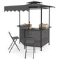 3-Piece Patio Bar Set and Outdoor BBQ Canopy with Bar Table and 2 Folding Bar Stools for Backyard