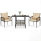 3 Pieces Patio Wicker Bistro Set with Cushions and Rattan Chairs for Balcony