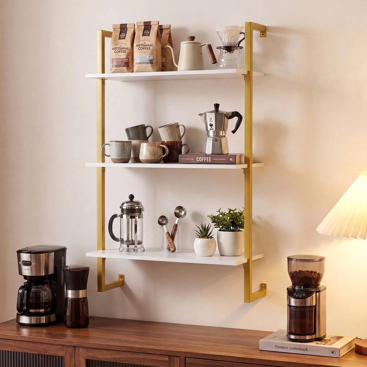 3-Tier Floating Shelf Wall Hanging Display Storage Rack for Living Room