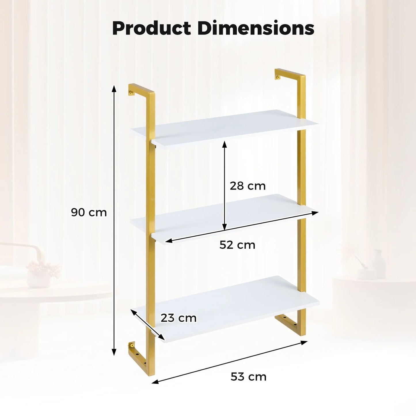 3-Tier Floating Shelf Wall Hanging Display Storage Rack for Living Room