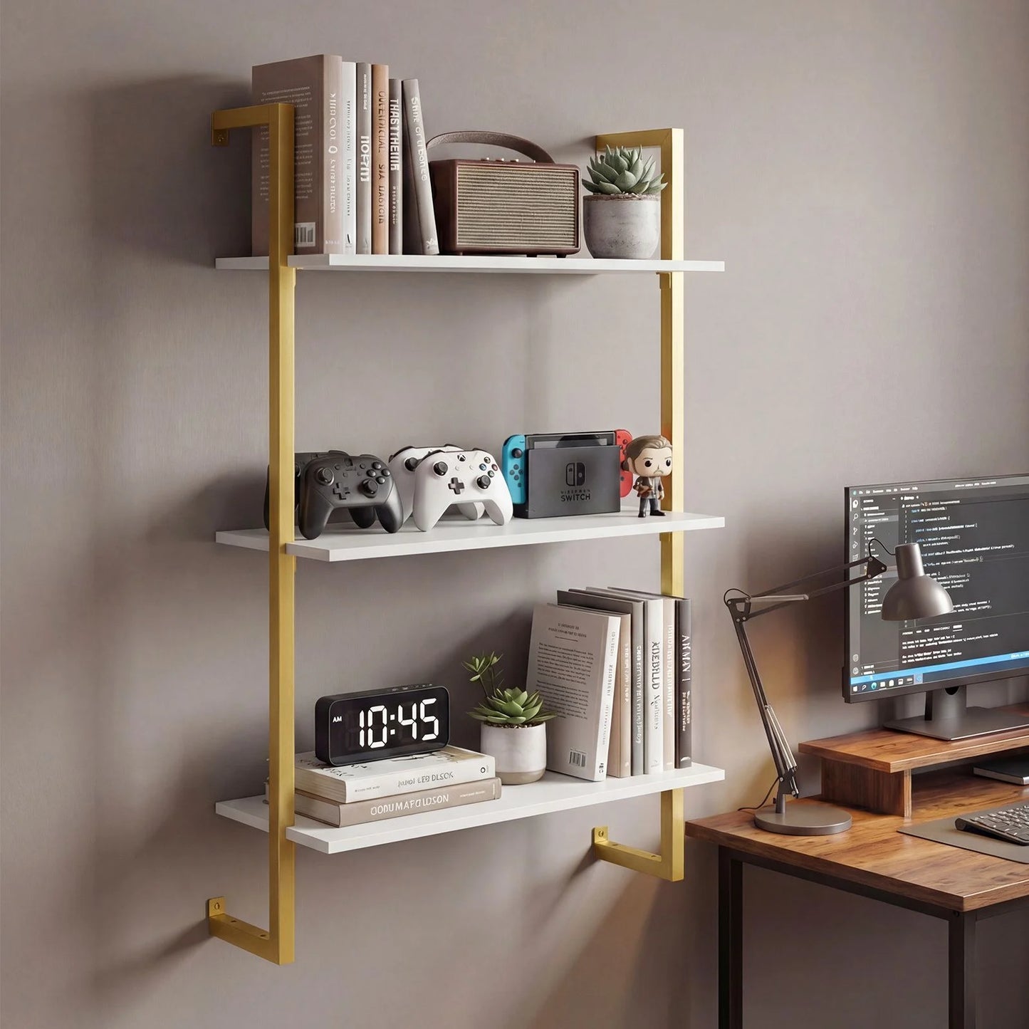 3-Tier Floating Shelf Wall Hanging Display Storage Rack for Living Room