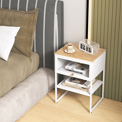 3-Tier Side Table with Storage Shelf for Living Room and Bedroom Set of 2