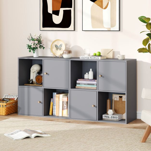 3-Tier Bookshelf with Dual Anti-Tipping Kits and 2 Cabinets