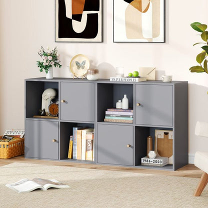 3-Tier Bookshelf with Dual Anti-Tipping Kits and 2 Cabinets