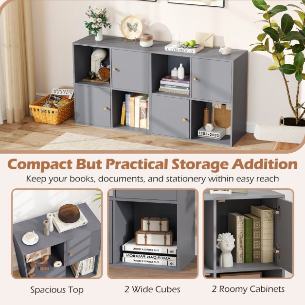 3-Tier Bookshelf with Dual Anti-Tipping Kits and 2 Cabinets
