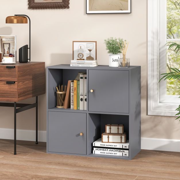 3-Tier Bookshelf with Dual Anti-Tipping Kits and 2 Cabinets