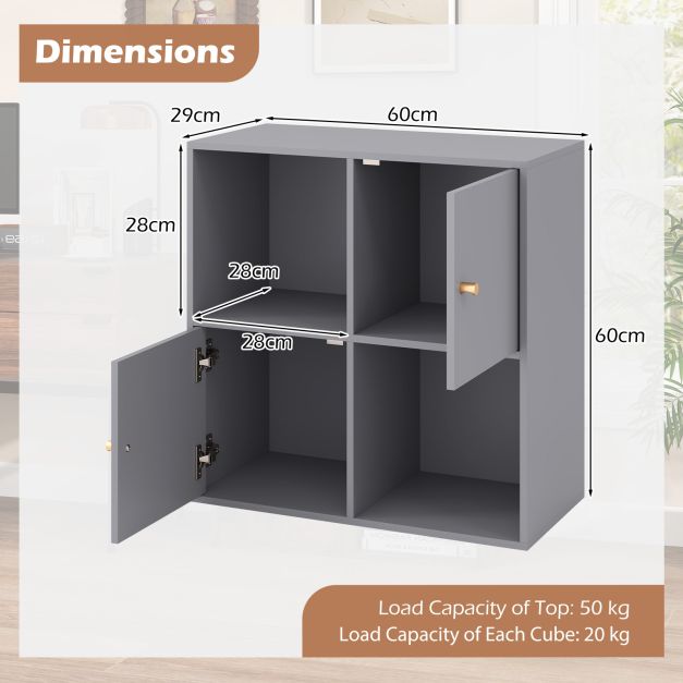 3-Tier Bookshelf with Dual Anti-Tipping Kits and 2 Cabinets
