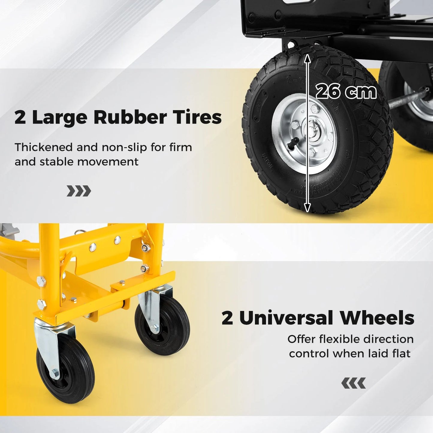 3-in-1 Folding Hand Truck Heavy-Duty Convertible Platform Cart with Rubber Wheels and Ergonomic Handle