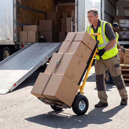 3-in-1 Folding Hand Truck Heavy-Duty Convertible Platform Cart with Rubber Wheels and Ergonomic Handle