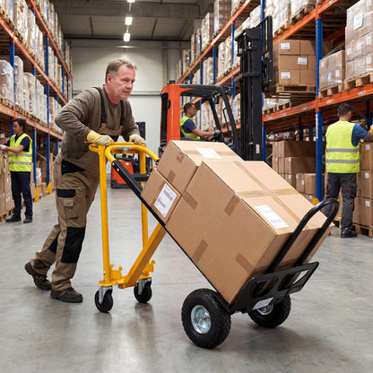 3-in-1 Folding Hand Truck Heavy-Duty Convertible Platform Cart with Rubber Wheels and Ergonomic Handle