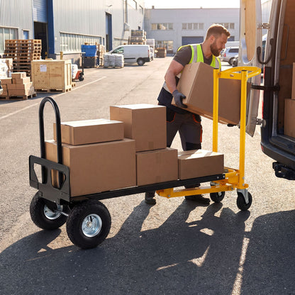 3-in-1 Folding Hand Truck Heavy-Duty Convertible Platform Cart with Rubber Wheels and Ergonomic Handle