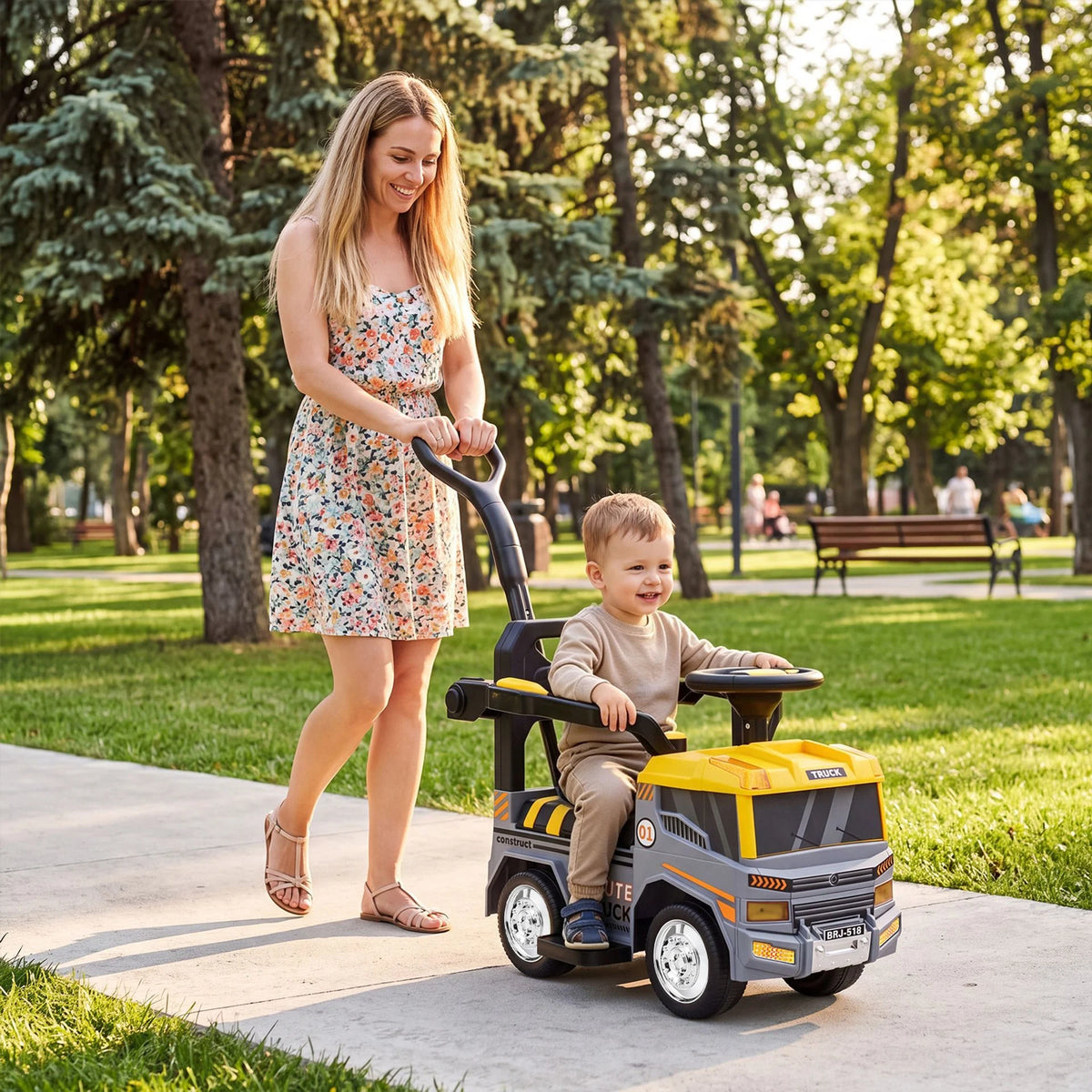 3-in-1 Kids Ride On Push Car with Music and Hidden Storage for Toddlers 3 to 5 Years Old