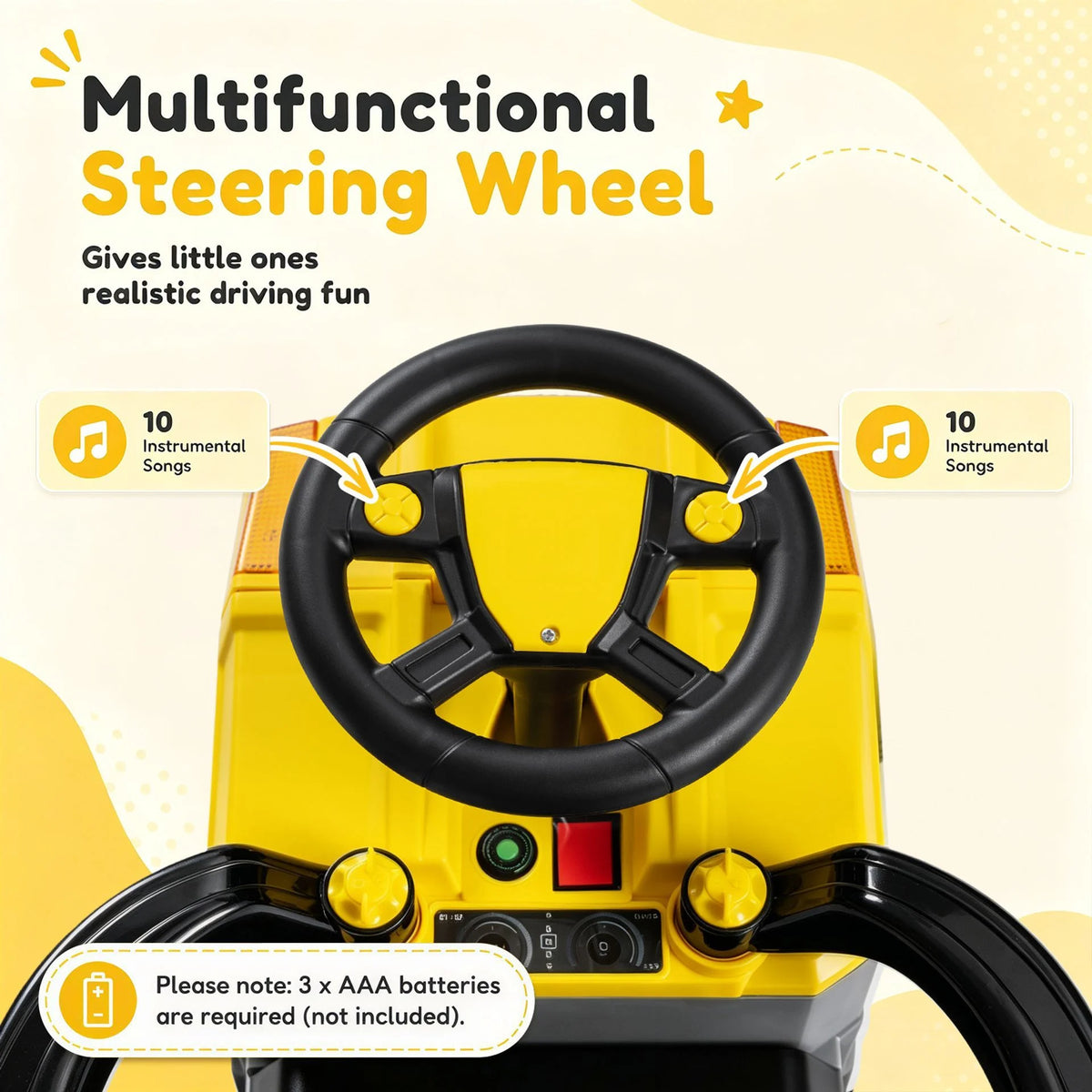 3-in-1 Kids Ride On Push Car with Music and Hidden Storage for Toddlers 3 to 5 Years Old