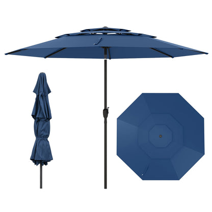 Heavy Duty 8 Ribs Patio Umbrella with Crank Handle and Tilt Function