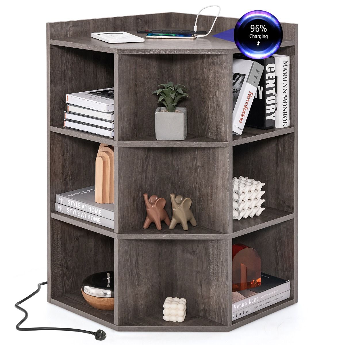 Wooden Open Bookshelf with 9 Cubbies