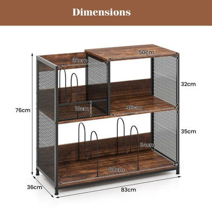 3-Tier Record Player Stand with Vinyl Storage and 3 Removable Dividers