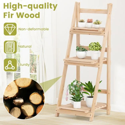 Foldable Ladder Storage Shelf for Potted Plants