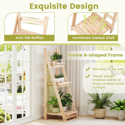 Foldable Ladder Storage Shelf for Potted Plants