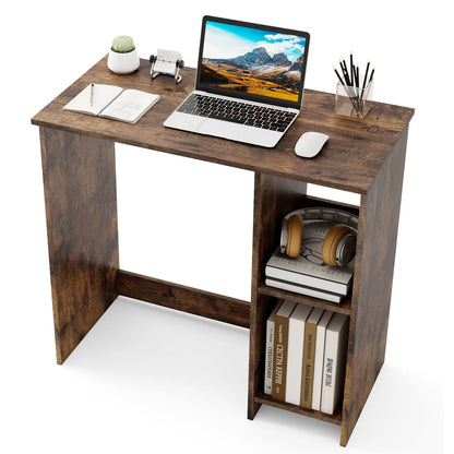 Compact Computer Desk, 80 x 40cm Small Writing Desk with Storage Shelves, Space-saving Home Office
