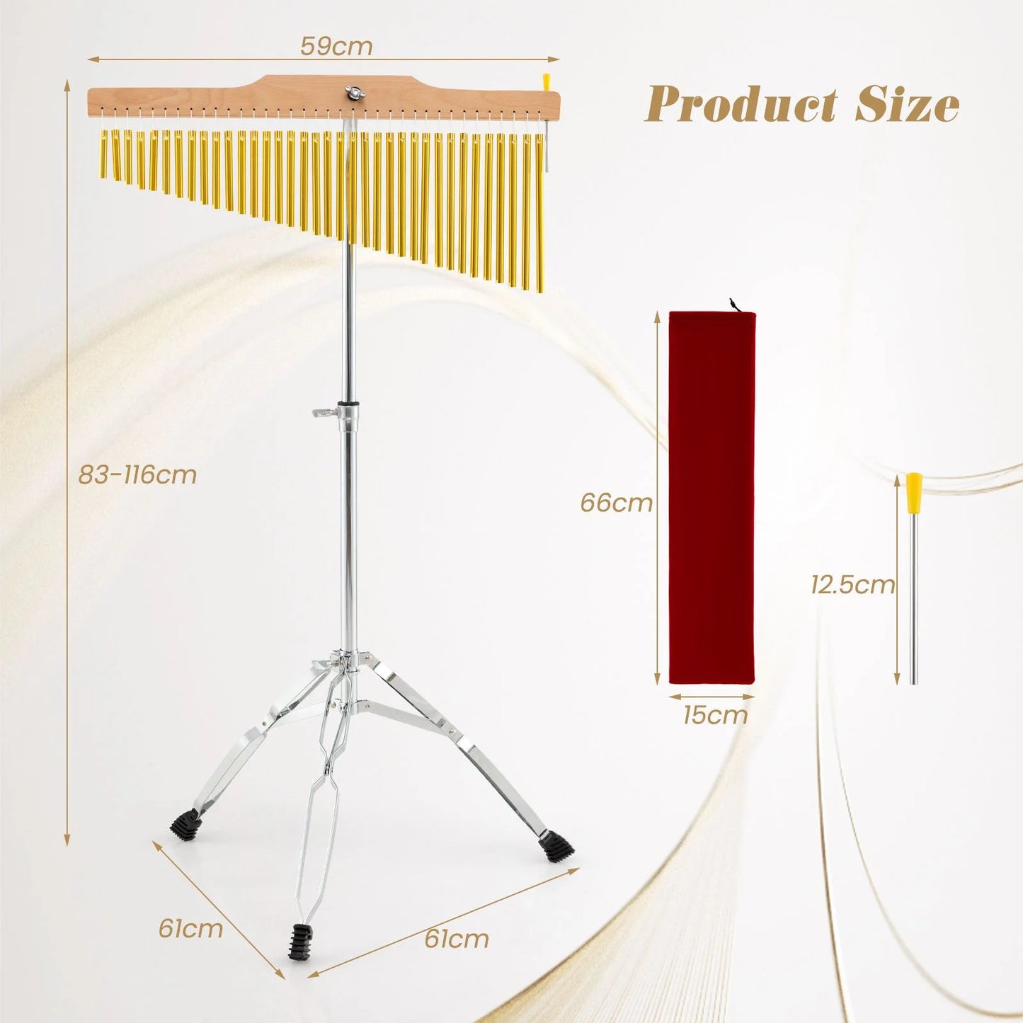36-Bar Chimes Percussion Instrument with Portable Bag