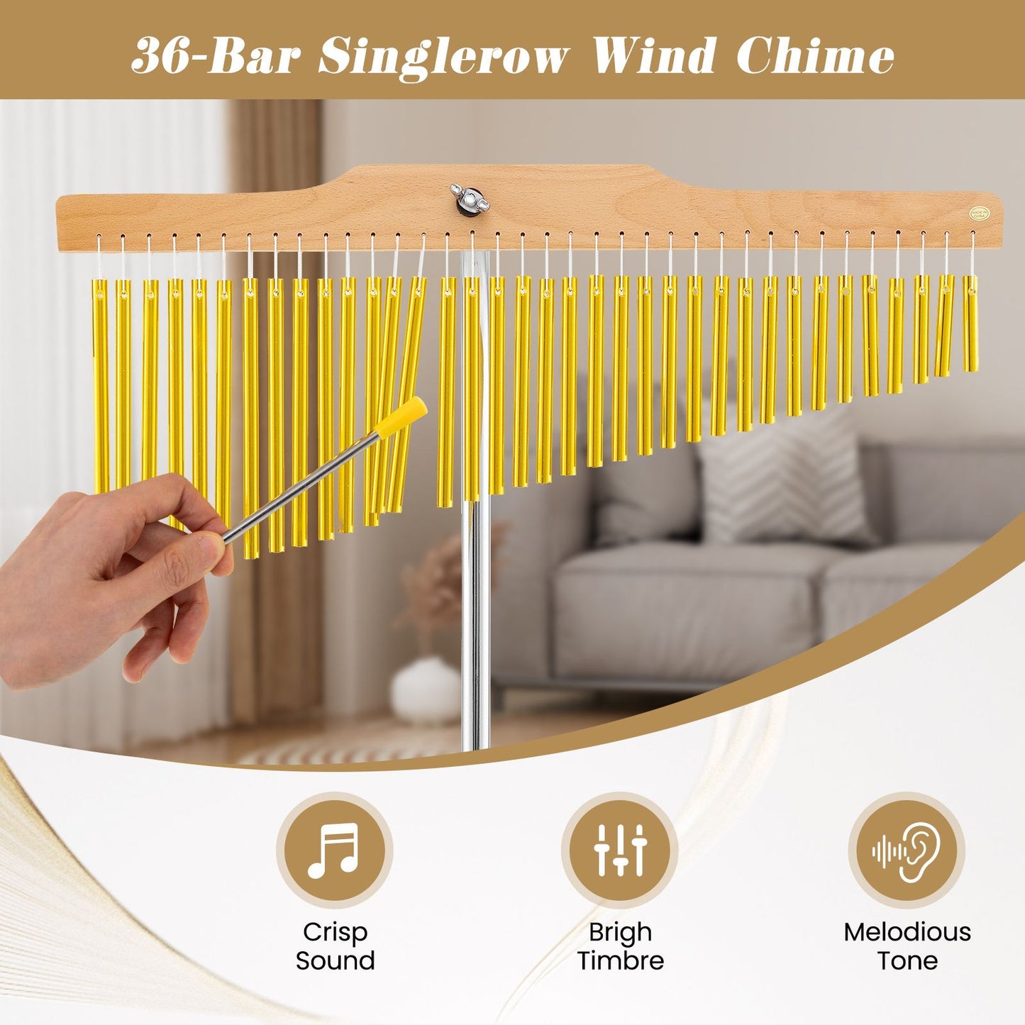 36-Bar Chimes Percussion Instrument with Portable Bag