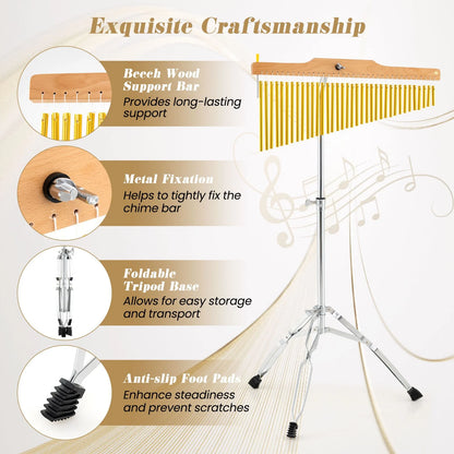 36-Bar Chimes Percussion Instrument with Portable Bag
