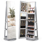 360 Degree Mirrored Jewelry Armoire with 3 Color Auto on LED Lights