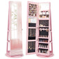 360 Degree Mirrored Jewelry Armoire with 3 Color Auto on LED Lights