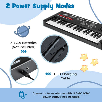 37 Keys Kids Piano Keyboard with Microphone Portable Electric Piano for Toddlers
