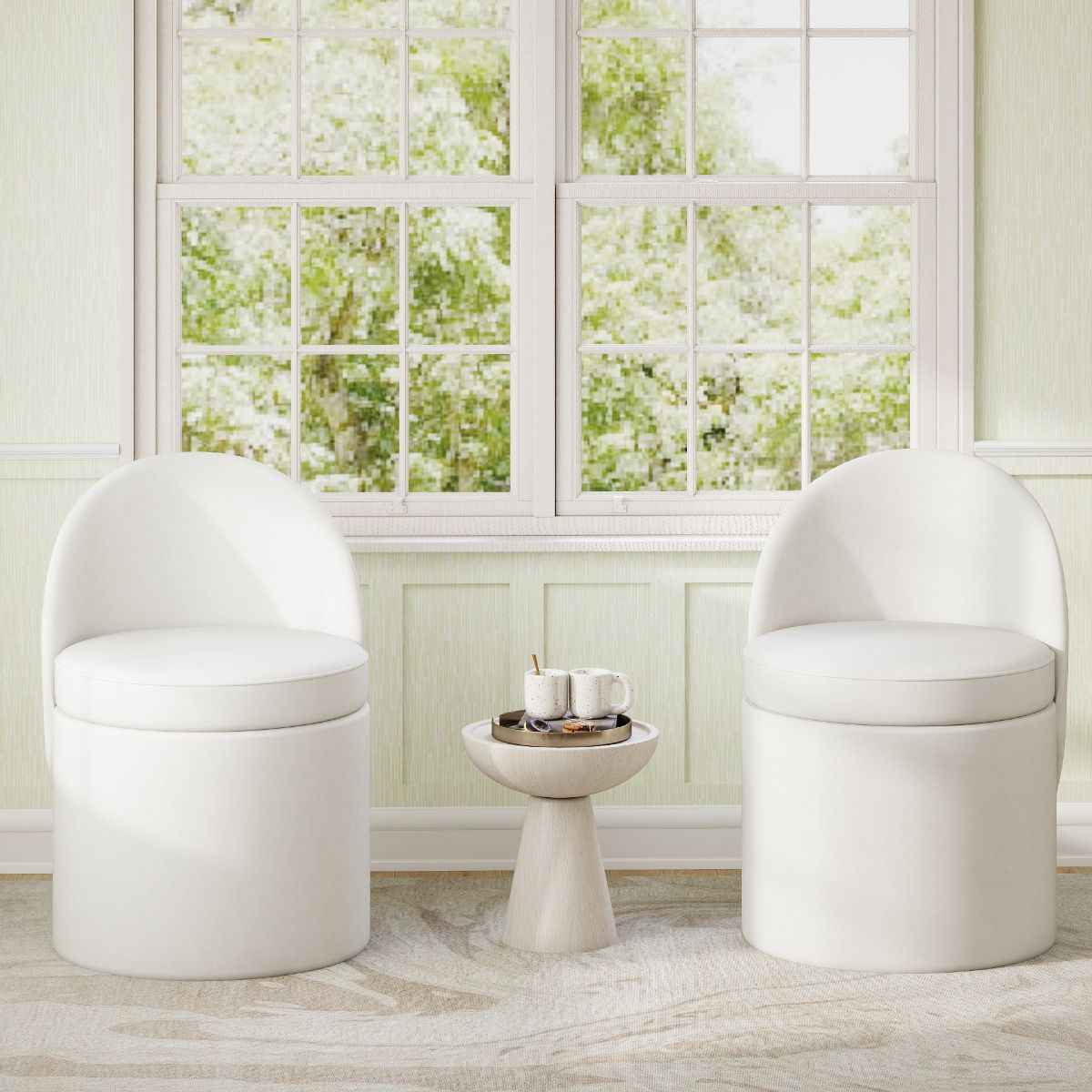 38 L Storage Ottoman Faux Velvet Vanity Stool with Backrest