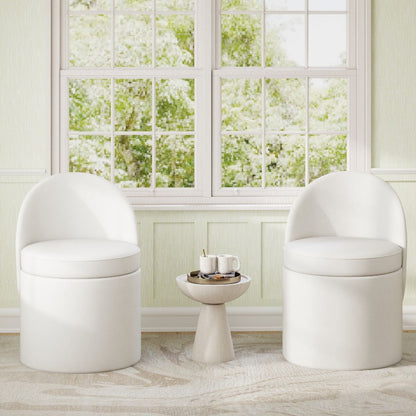38 L Storage Ottoman Faux Velvet Vanity Stool with Backrest