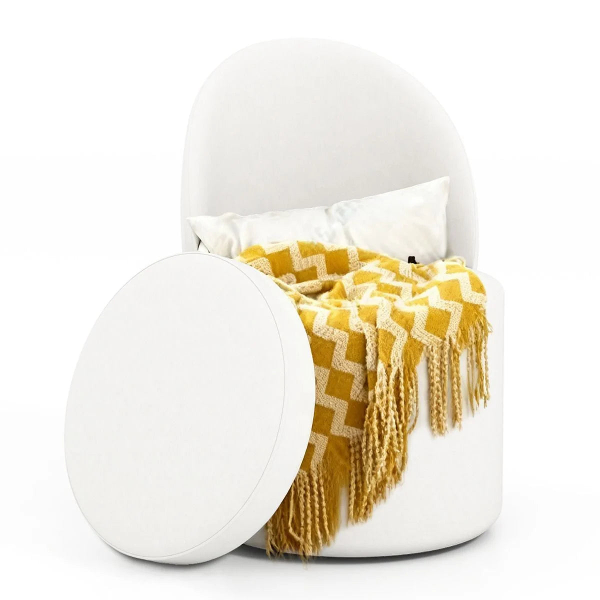 38 L Storage Ottoman Faux Velvet Vanity Stool with Backrest