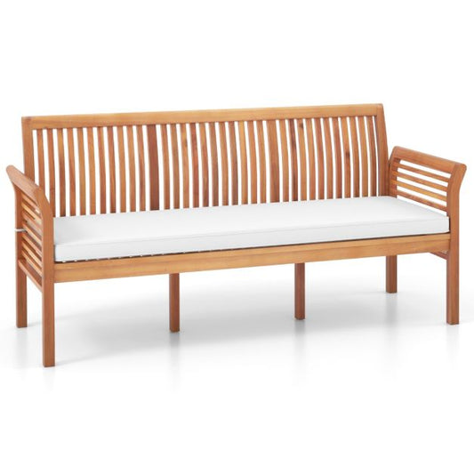 3 Person Porch Bench with High Backrest and Seat Cushion