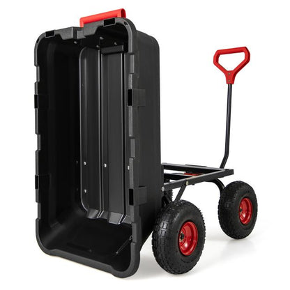 Garden Dump Cart with Adjustable Handle and Quick Dump Design