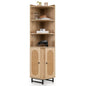 172 cm Tall PE Rattan Corner Cabinet with 2 Doors and 4 Open Shelves