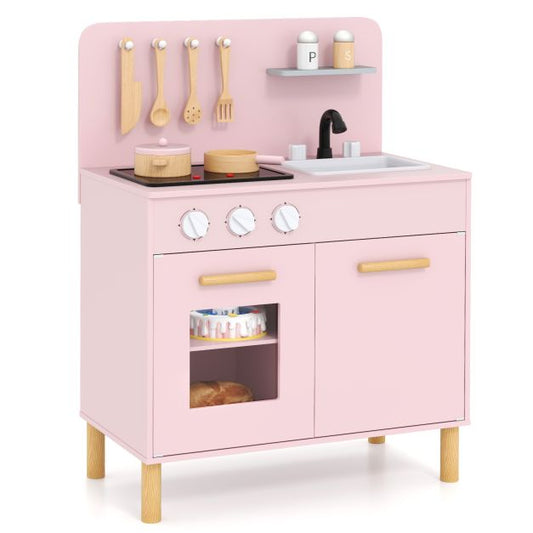 Toddler Pretend Play Kitchen with Light up Stove and Cooking Sounds