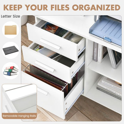 3-Drawer File Cabinet with Hanging Bars for Letter Size Documents