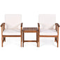 3-Piece Outdoor Acacia Wood Sofa Set with Cushions