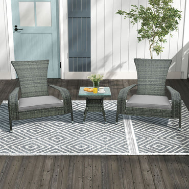 3-Piece Oversized Wicker Adirondack Set with Comfy Seat Cushions