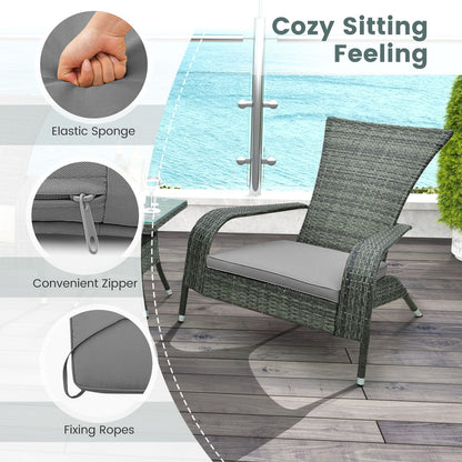 3-Piece Oversized Wicker Adirondack Set with Comfy Seat Cushions