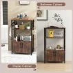 3-Tier Kitchen Bakers Rack with Cabinet Open Shelves and 10 Removable S-Shaped Hooks