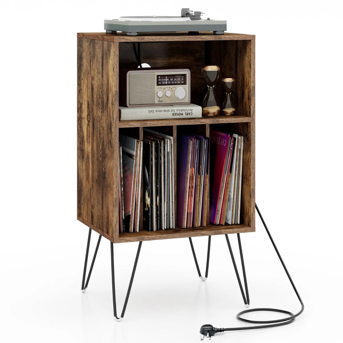 Record Player Stand, Wooden Vinyl Albums Storage Cabinet Holder