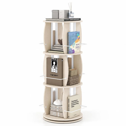 2/3/4-Tier Rotating Bookshelf Tower with Display Stands