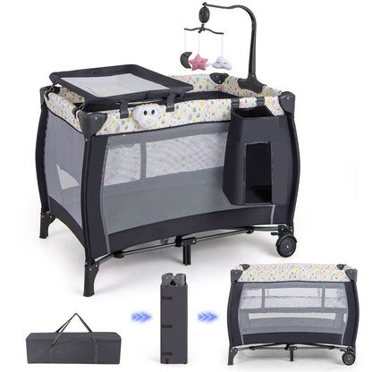 3 in 1 Baby Activity Center Foldable Pack and Play with Diaper Changing Table
