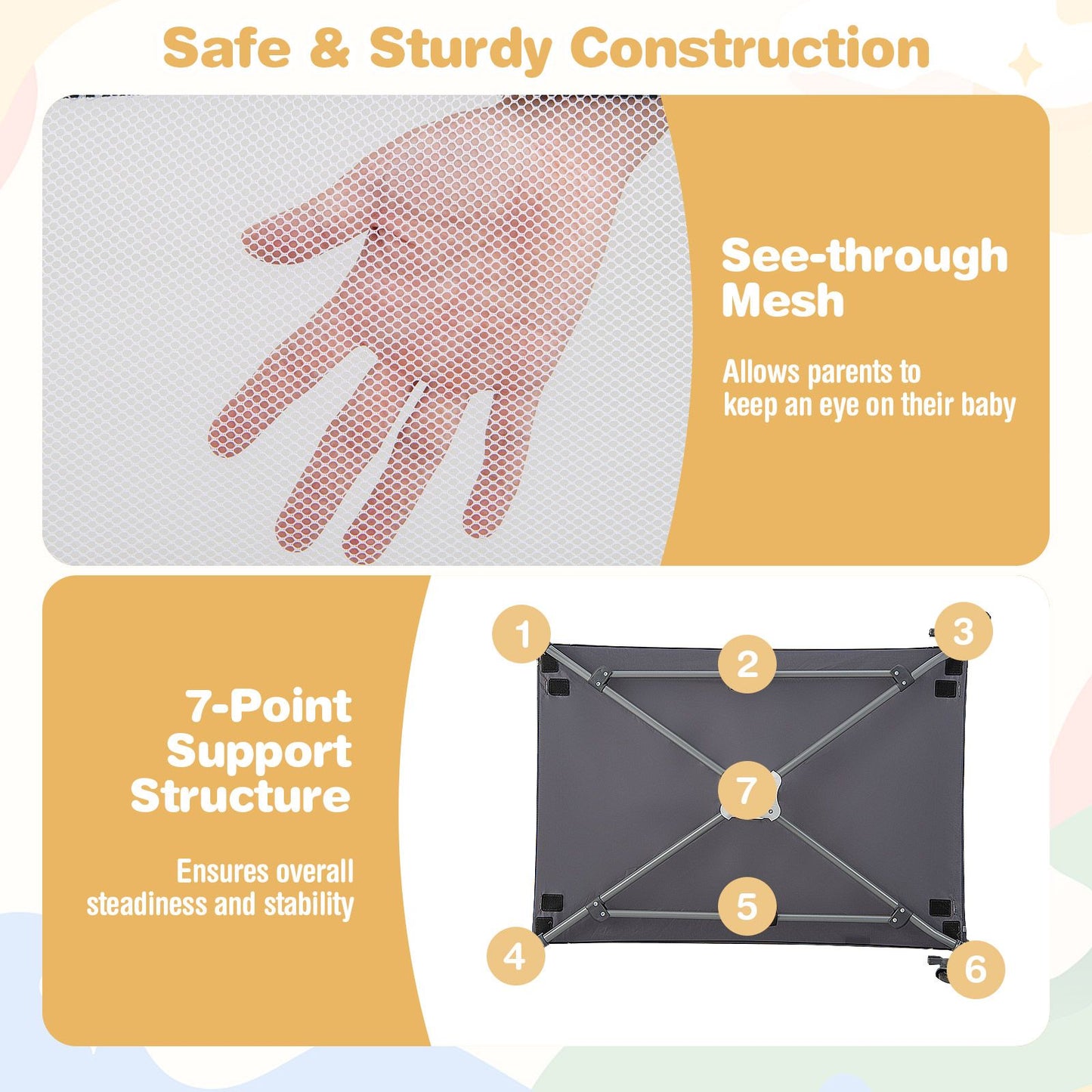 3 in 1 Baby Activity Center Foldable Pack and Play with Diaper Changing Table