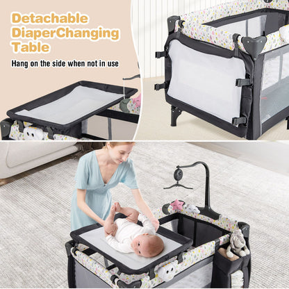 3 in 1 Baby Activity Center Foldable Pack and Play with Diaper Changing Table