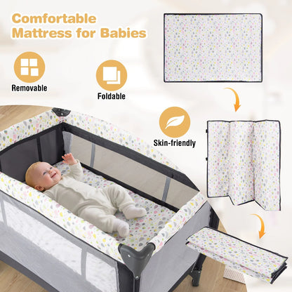3 in 1 Baby Activity Center Foldable Pack and Play with Diaper Changing Table