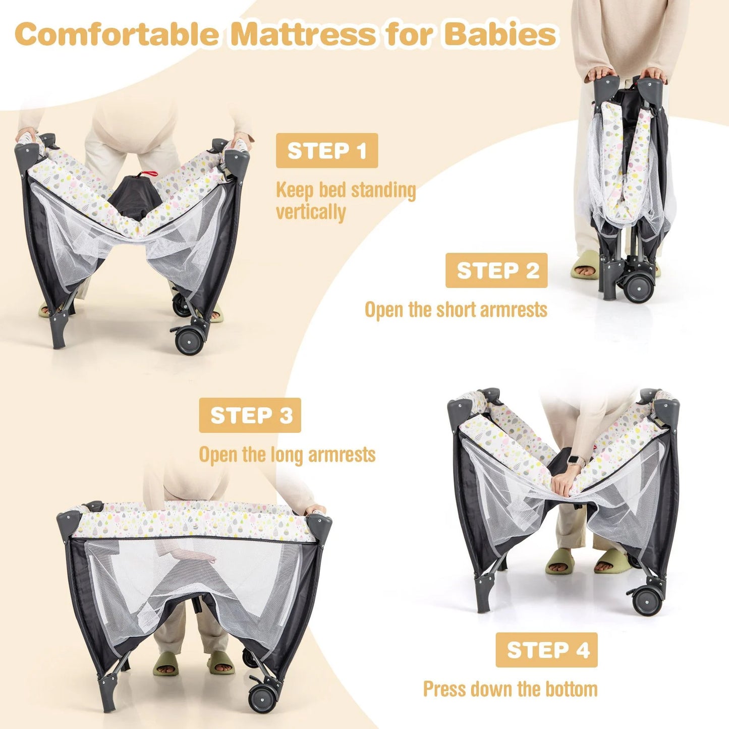 3 in 1 Baby Activity Center Foldable Pack and Play with Diaper Changing Table