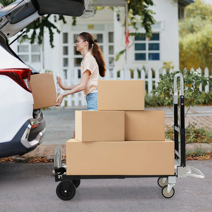 3 in 1 Convertible Hand Truck Heavy Duty Folding Trolley with Retractable Handle and Adjustable Length